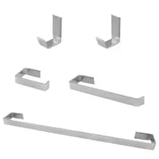 Kit Acessórios 05 Peças Quadrado Para Banheiro Luxo Cromado Com 2 Cabides O MAIS GROSSO DA CATEGORIA