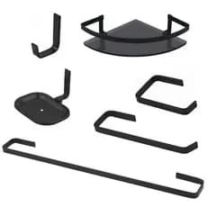 6 PEÇAS PARA BANHEIRO QUADRADO STANDER PRETO FOSCO