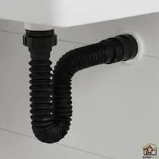 Sifão Flexível Sanfonado ABS Universal Ajustável Pia Banheiro Cozinha Tanque PRETO