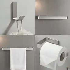 Kit Acessórios Banheiro Lavatório Porta Toalhas Quadrado Cromado Luxo 4 Peças Metal