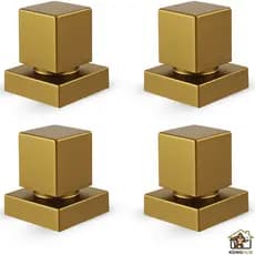 Kit 4 Acabamento 100% Metal Registro Quadrado 1/2 3/4 Padrão Deca Metal Pressão Gaveta Dourado Fosco