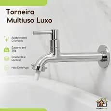 Torneira Longa Com Bico Parede Para Jardim Tanque Maquina Lavanderia Cromada