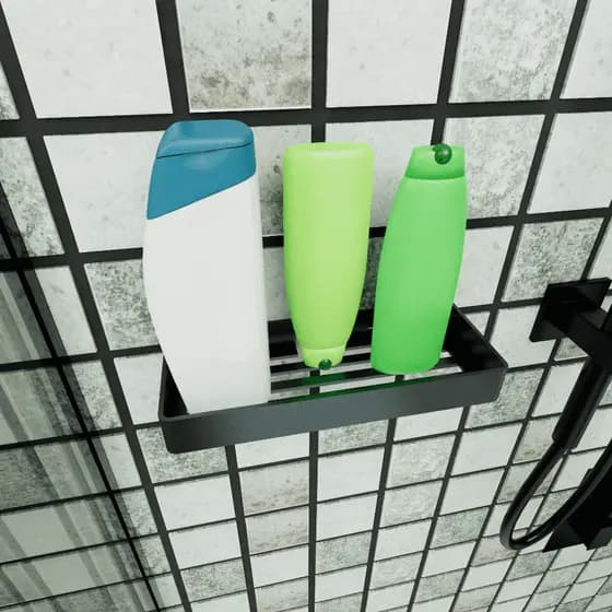 Porta Shampoo E Sabonete Preto Fosco De Parede