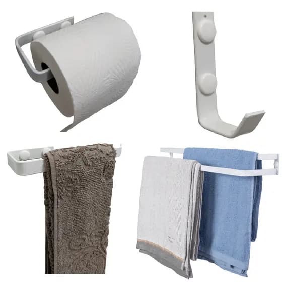 Kit De Acessórios Para Banheiro Duplo 4 Peças 60cm Branco Brilho