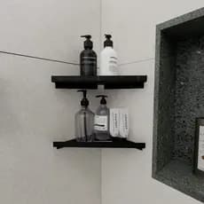 Porta Shampoo Sabonete Parede Banheiro Suporte Canto Preto
