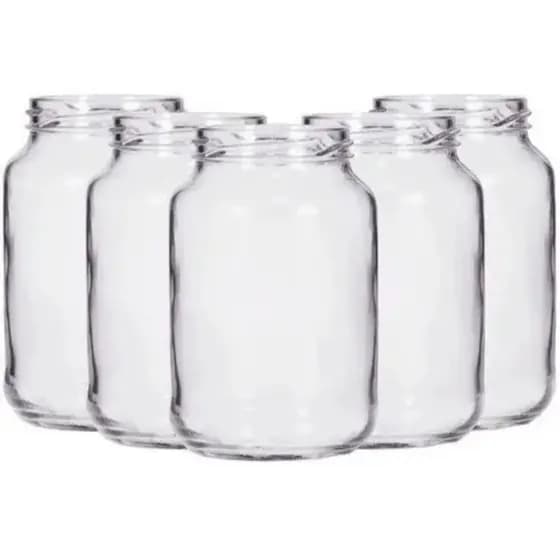 kit com 6 potes conserva 3 litros com tampa plastica