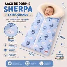 Saco de dormir tricoline revestimento Sherpa casulo quentinho INVERNO várias estampas