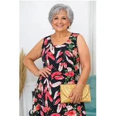 Vestido Feminino Estampado Regata Malha Fria Liganete