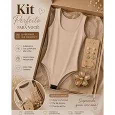 kit feminino body+brinco+piranha presente completo e elegante