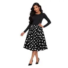KIT SAIA MIDI RODADA POÁ + BODY MANGA LONGA FEMININO ELEGANTE