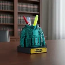 Porta canetas colete tático com placa de identificação personalizada - Organizador de mesa porta canetas colete tático m