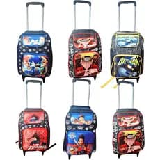 Mochila Escolar Infantil Meninos Com Rodinhas Stitch Sonic E Outras Personages