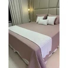 Kit Peseira Pezeira 4 Peças com almofada Piseira Cama Casal Queen King Box Tecido Fleece Fofinho Bold e Canelado