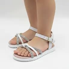 Sandália Infantil Menina Casual Luxo Brilho Strass Super Confortável Delicada Batizado Casamento 20 ao 27