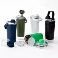 Coqueteleira Térmica 650ml Inox com Compartimento e Mola Misturadora – Garrafa Térmica Academia Fitness  Antivazamento