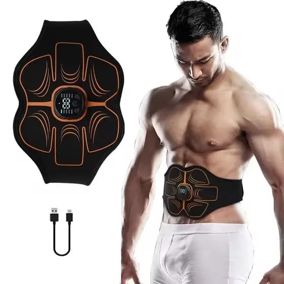 Estimulador Muscular Abdominal Elétrico EMS Trainer Cinto Casa Ginásio Fitness Emagrecimento Massageador Cintura Barriga