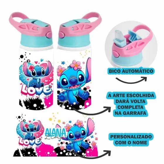 Garrafa Squeeze de Alumínio 600 ML Personalizado com o Nome  Volta ás Aulas Vários Modelos