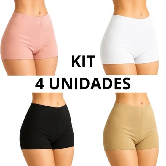 Kit 4 Short Curto Feminino Short Segunda Pele Anágua Microfibra Short pra usar por debaixo do Vestido Sem Marcar