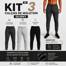 KIT 3 CALÇA JOGGER MASCULINA MOLETOM SKINNY LISA CALÇA MASCULINA CONFORTAVEL CALÇA MOLETINHO
