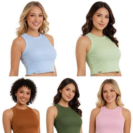 Camiseta Regata Cropped Canelado Regata feminino Urban Blusa regata canelada blusa blogueirinha