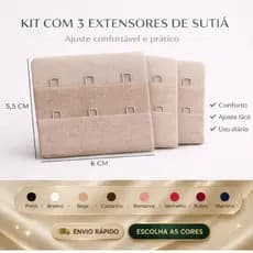 Kit 03 extensor prolongador de sutiã 3 ganchos extensor colchete de sutia reforçado plus size com 6 cm de largura