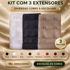 Kit 03 extensor prolongador de sutiã extensor colchete 3 regulagens