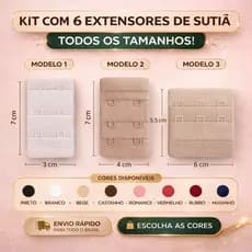 KIT 6 UNIDADES EXTENSOR DE SUTIÃ TODOS OS TAMANHOS EXTENSOR DE COLCHETE SOUTIEN PROLONGADOR