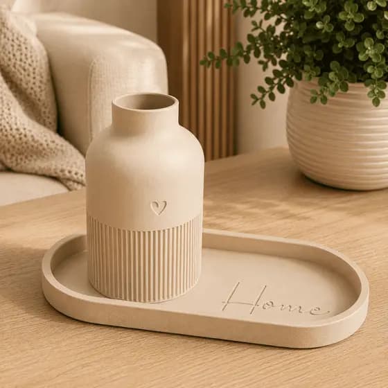 Kit Vaso Decorativo com Bandeja Home Minimalista Para Sala Lavabo Mesa de Centro Aparador
