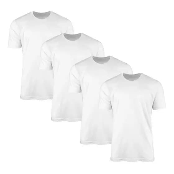 Kit 4 Camiseta Masculina Branca 100% Algodão Camisa Lisa Plus size Camiseta Básica Masculina Plus size