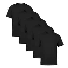 Kit 5 Camiseta Preta Básica Masculina Camisa Preta Lisa 100% Algodão Camiseta Básica Lisa Masculina