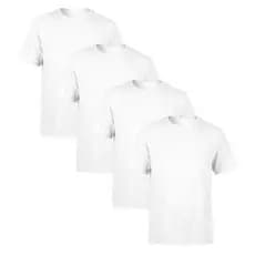 Kit Camiseta Branca Básica Masculina Camisa 100% Algodão Caimento e Modelagem Moderna com Reforço