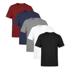 Kit 5 Camiseta Lisa Masculina Camiseta Básica 100% Algodão Camisa Manga Curta Unissex
