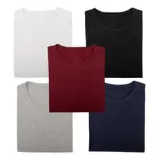 Kit 5 Camiseta Masculina Lisa 100% Algodão Camisa Confortável Casual 5 Cores Sortidas