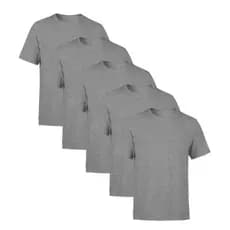 Kit 5 Camiseta Cinza Camisa Básica Lisa Masculina 100% Algodão Camiseta Unissex Camiseta Plus Size