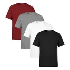 Kit 4 Camiseta Básica Lisa Masculina Camisa Lisa 100% Algodão Camiseta Básica Algodão