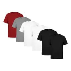 Kit 6 Camiseta Masculina Lisa Camisa 100% Algodão Camiseta Básica Unissex
