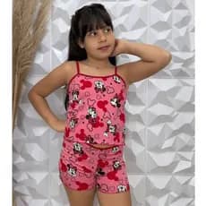 Pijama Infantil Personagens Roupa de Dormir Minnie Blusa Infantil Short Infantil Para Meninas