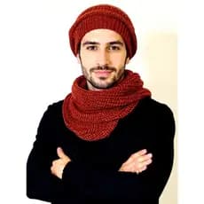 Conjunto Masculino Gorro Touca + Gola Cachecol Tricot Lã Macio - Nova Tendência da Moda De Inverno