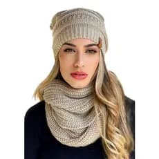 Conjunto Touca + gola de lã unissex: quentinho, confortável e combina com tudo!