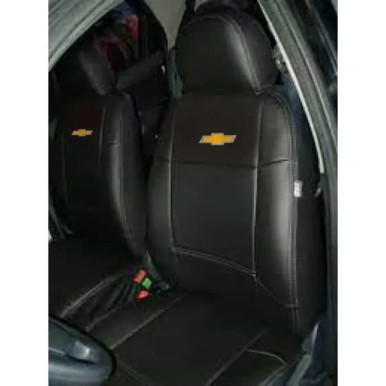 Capa Banco Carro Couro Para Chevrolet Montana Cabine Simples 2003 até 2023 + Capa de Volante & Lixeira de Câmbio