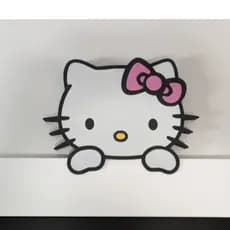 Decoração 3D Hello Kitty que Espia | Enfeite para Colocar em Cima da Porta, Estante ou Armario