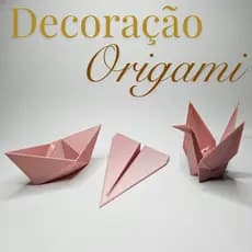 Kit Decorativo 3 Peças Estilo Origami Geométrico | Tsuru, Barco e Avião | Enfeite Minimalista