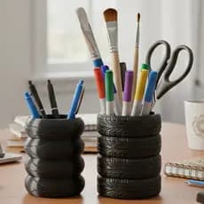 Porta Caneta e Lápis Pneu Carro e Moto - Organizador de Mesa