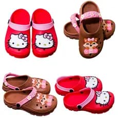 Kit 2 Pares Papete Sandália Infantil Menina Delicado Personagem Leve Raposa Flor Hello