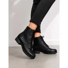 Bota Coturno Feminino Liso Preto Cano Curto Confortável Casual Tratorado Leve Dia a Dia
