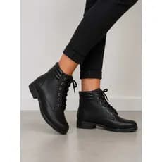Bota Coturno Feminino Preto Cano Curto Confortável Casual Tratorado Leve Dia a Dia