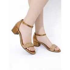 Sandália Feminina Salto Bloco com Strass • Confortável • Elegante • Casual/ Festa - 3 Cores