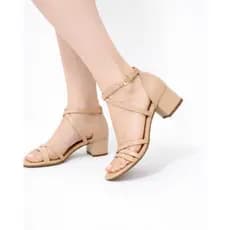 Sandália Feminina Salto Bloco Médio Confortável Tiras Cruzadas | Elegante Casual Trabalho Festa 3 Cores