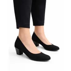 Sapato Social Feminino Preto Salto Médio Baixo Confortável Elegante
