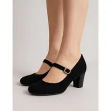Sapato Feminino Boneca Salto Médio Conforto Preto | Social | Trabalho | Bico Arredondado